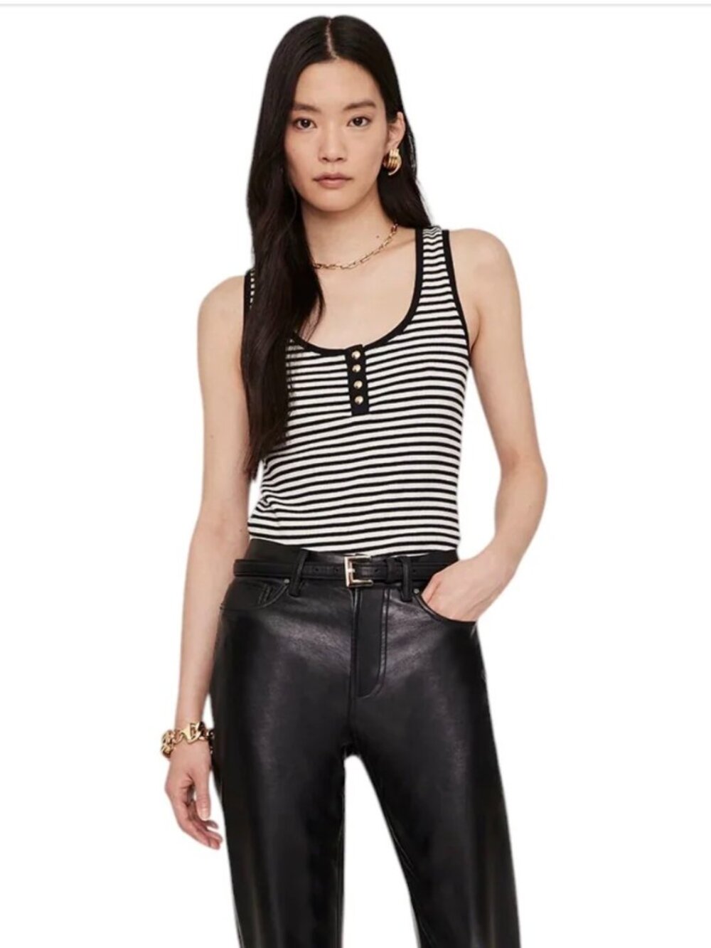 ANINE BING Alessia Tank – Cream & Black Stripe Medium